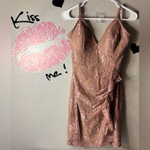 New GbyGUESS Fifer Lace Ruffle Dress - Mauve/Rose Color